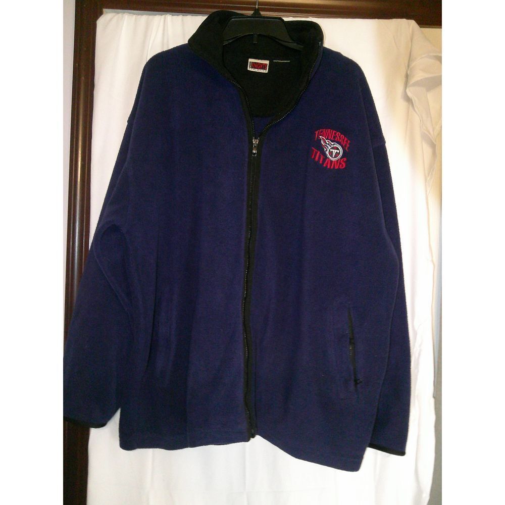Vintage Tennessee Titans NFL Fleece Jacket Full Zip Navy‎ Blue Sports Fan Gear